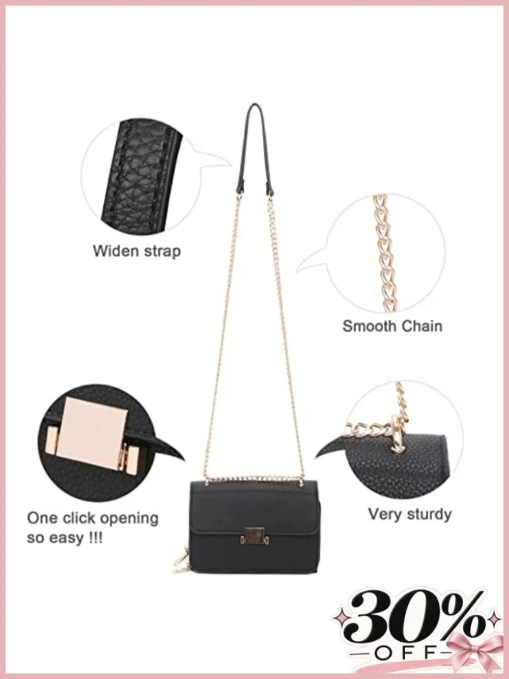 PU Leather Square Shoulder Bag Chain Strap Crossbody Evening Satchel